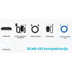 NVR Įrašymo įrenginys, 8 kan, 8PoE, 1HDD, RLN8-410, KOMPLEKTACIJA