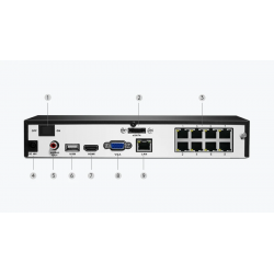 NVR Įrašymo įrenginys, 8 kan, 8PoE, 1HDD, RLN8-410