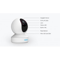 WiFi vaizdo kamera, 5 MP ZOOM 3x, IR 12 m, su judesio davikliu, mikrofonu, E1 Zoom